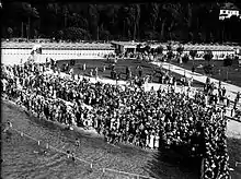 Genève-Plage, Spectacle au plongeoir, juin 1934