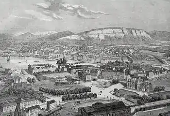 Dans la Genève de 1860 (en bas à droite)