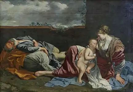 Orazio Gentileschi, Repos de la sainte Famille durant la fuite en Égypte, vers 1628.