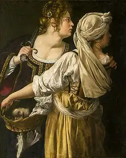 Artemisia Gentileschi, Judith avec sa servante, 1610-20 (au plus tard 1620 : travail antérieur à Judith décapitant Holopherne), Florence, Galerie Palatine au palais Pitti.