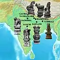 Répartition géographique des chapiteaux d'Ashoka connus.