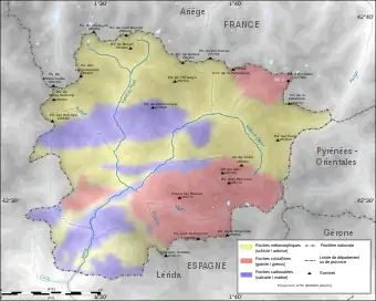 Carte des bassins hydrographiques de l'Andorre