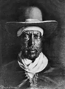 Portrait de l'Empereur Menelik II (photographie en noir et blanc du tableau).