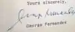 Signature de George Fernandes