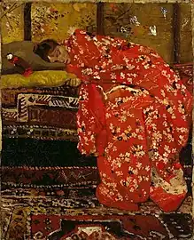 George Hendrik Breitner, Fille dans une kimono rouge (1893-1895, Geisha Kwak, coll. priv.).