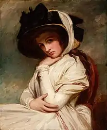 George Romney - Emma Hart in a Straw Hat