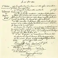 Acte de mariage religieux d'Aurore Dupin avec le baron Casimir, François Dudevant, le 17 septembre 1822 en la paroisse Saint-Louis-d'Antin à Paris.