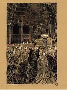 Le temple de Moloch. Composition de Rochegrosse, vers 1900.