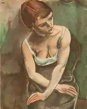 Sedící dívka se zk říženýma rukama (1910).