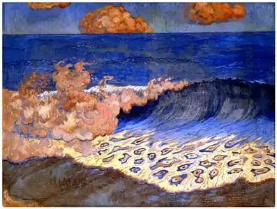 Georges Lacombe, Marine bleue, Effet de vague, vers 1893, peinture à l'œuf sur toile.