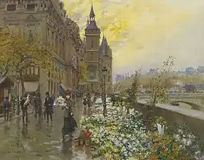 Paris. Le Marché aux Fleurs (quai de la Corse), huile sur toile, 43,2 × 54,6 cm.