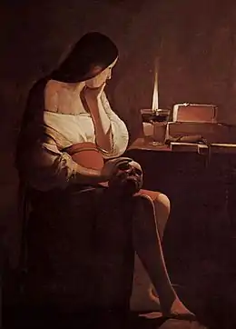 Méditation de Marie Madeleine aussi appelé Madeleine repentante par Georges de La Tour, vers 1640.