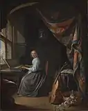 Gérard Dou, Femme au clavicorde, v.1665.