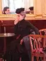 Geraldine Chaplin pendant le tournage d'un film au caffè Gambrinus.