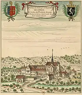 Louis Boudan, Vue de l'abbaye de Notre-Dame de Gercy (1704), Paris, BnF.