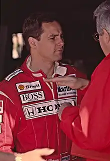 Photo de Gerhard Berger datant de 1991. Il domine son coéquipier Jean Alesi lors de la séance de qualifications du Grand Prix du Brésil 1995.