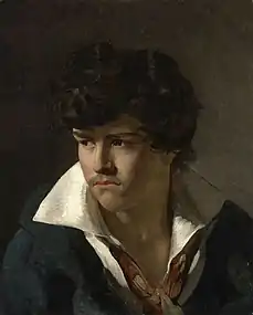 Théodore Géricault Portrait de Jeune Homme au col ouvert, présumé Delacroix (non daté).