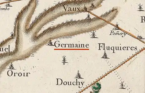 Germaine sur la Carte de Cassini (vers 1750).