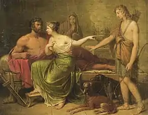 Hippolyte , Phèdre et Thésée, école allemande, XVIIIe siècle.