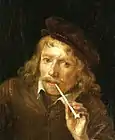 Gerrit Dou : autoportrait avec une pipe en argile de l'époque (1645).
