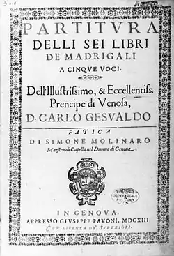 Image illustrative de l’article Madrigaux de Carlo Gesualdo