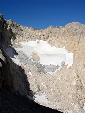 Vue du glacier du Calderone en 2007.