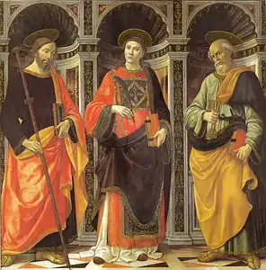 Santo Stefano tra i santi Jacopo e Pietro de Ghirlandaio.