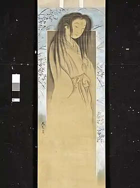 Shibata Zeshin. Fantôme. Rouleau vertical, encre et argent sur soie. XIXe siècle. LACMA