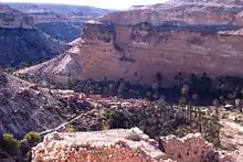 Village berbère, l'oued, palmeraie et falaise