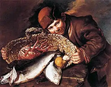 Garçon avec un panier de poissons Palais Pitti.