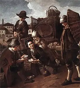 Porteurs jouant aux cartes (dit aussi Soirée sur la Piazza) (1730), Palais Madame (Turin).