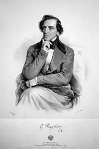 Giacomo Meyerbeer, Lithographie de Josef Kriehuber, 1847