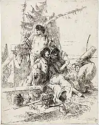 Giambattista Tiepolo, Scherzi di fantasia : Polichinelle tient conseil (1743).