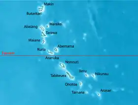 Carte des îles Gilbert.