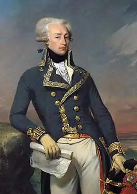 Portrait d'un homme en uniforme militaire du XVIIIe siècle.