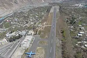 L'aéroport de Gilgit, vue d'avion.