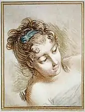 Tête de femme (entre 1750 et 1770), d'après François Boucher, gravure à la manière de crayon.