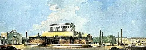 Plan de Gilly pour le monument à Frederick II de Prusse, à Berlin 1797.