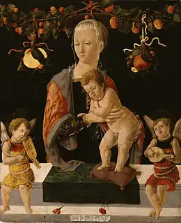Giorgio Schiavone, Vierge à l'Enfant avec deux anges musiciens (1459-1460).