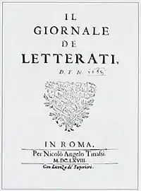 Image illustrative de l’article Giornale de' Letterati