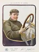 Giosuè Giuppone, champion 1909 pour ses nombreux succès en voiturettes Lion-Peugeot (La Vie au grand air).