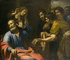 Jacob recevant la robe ensanglantée de son fils Joseph, de Giovanni Andrea de Ferrari (vers 1640).