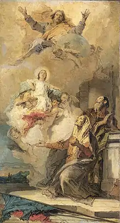 Joachim et Anna recevant la Vierge Marie de Dieu le PèreModèle du retable de S. Chiara, vers 1757