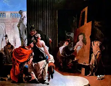 Alexandre le Grand visite l'artiste lorsqu'il peint Campaspe, Giambattista Tiepolo, Musée des beaux-arts de Montréal (1725-1726).