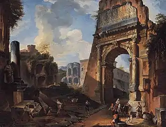 Giovanni Paolo Panini, Paysage idéal avec l'arc de Titus (v. 1725).