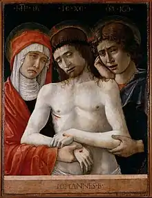 tableau représentant le Christ mort soutenu par la Madone et Saint Jean