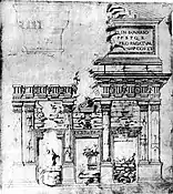 Vestiges de la basilique sur un dessin de Giuliano da Sangallo, 1480