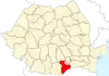 Map of Romania highlighting Giurgiu County