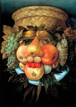Panier de fruits, par Giuseppe Arcimboldo.