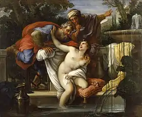 Suzanne et les vieillards  par Giuseppe Bartolomeo Chiari.  The Walters Art Museum.